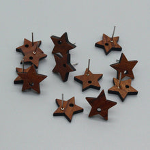 Load image into Gallery viewer, 4PCS Wood Earrings, Star Pentagram Geometric Wooden Earrings for women, Reclaimed Ash Wood,  Nickel Free, Boho Wood Earring Finding JT915