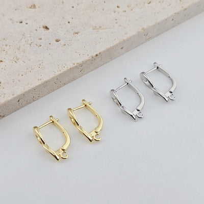 2pcs 18K Gold Plated U Shape Hoop Earring, Huggie Hoops Earring Parts, U shape Hoop earring  for Jewelry Making D0254