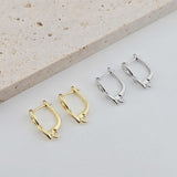 2pcs 18K Gold Plated U Shape Hoop Earring, Huggie Hoops Earring Parts, U shape Hoop earring  for Jewelry Making D0254