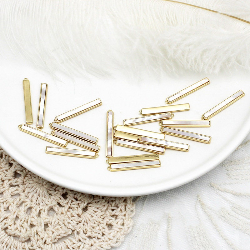 قلادة صدفية مستطيلة الشكل، مطلية بالذهب عيار 14 قيراطًا، حلية من عرق اللؤلؤ، صناعة القلائد، مكونات صناعة المجوهرات CF001