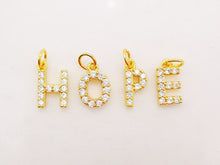 Load image into Gallery viewer, Dainty Cubic Alphabet Letter Charm, 18K Gold Plated CZ Micro Pave Initial Pendant, 8mm, Necklace Bracelet Earring Making S904