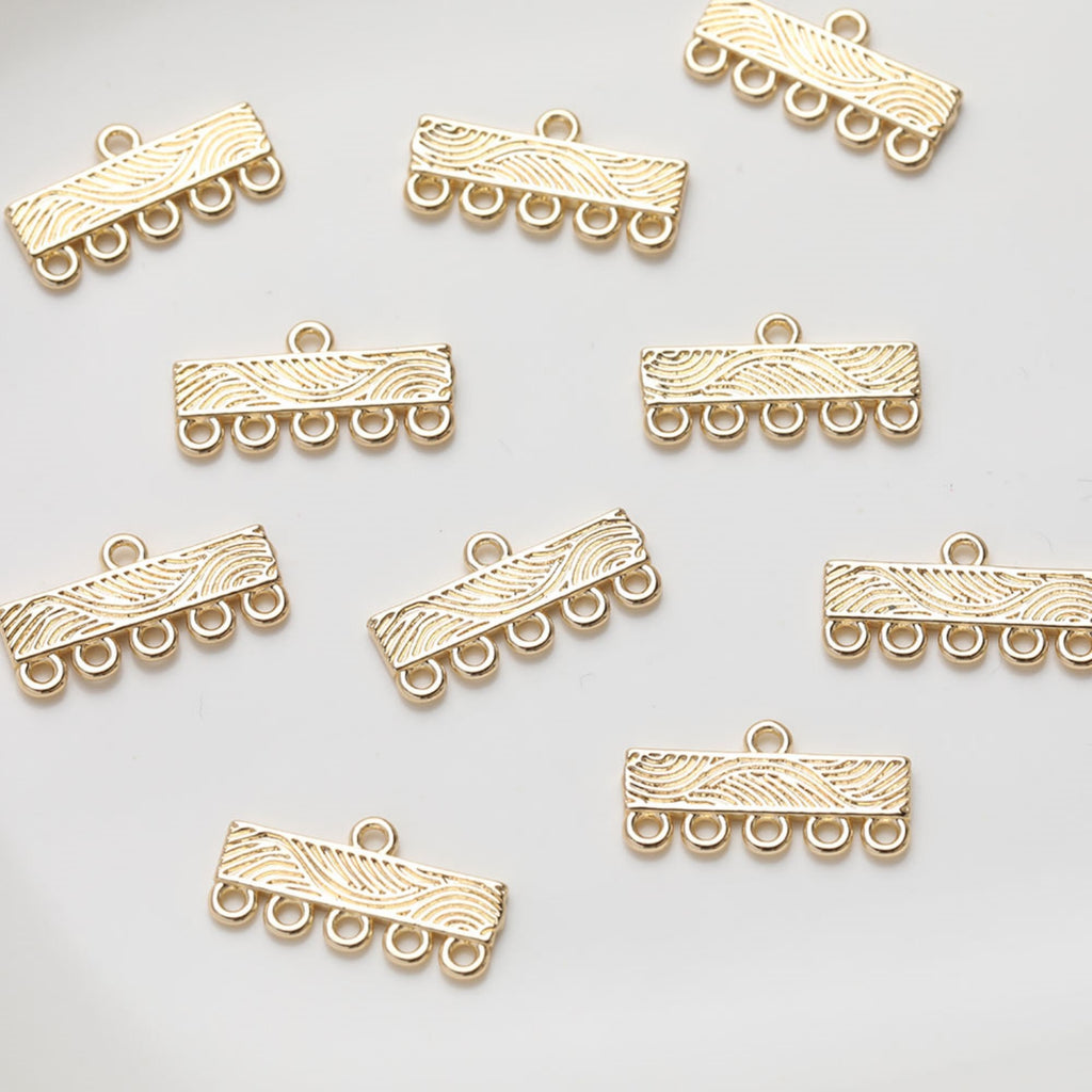 Multi Strand Connector, Loop Pendant, Multi Strand Ends, 14K Gold Plated, Necklace Jewelry Findings JG015