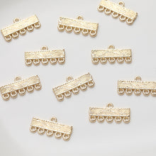 Load image into Gallery viewer, Multi Strand Connector, Loop Pendant, Multi Strand Ends, 14K Gold Plated, Necklace Jewelry Findings JG015