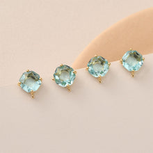 Cargar imagen en el visor de la galería, Pendiente cuadrado multisección con aro, circonita cúbica, pasador de plata S925 sin níquel, pendiente de botón dorado, accesorios hipoalergénicos LL158