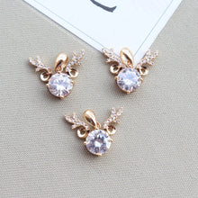 Load image into Gallery viewer, 10pcs CZ Pave Small Deer Charm, Cubic Zircon Crystal Pendant, Bracelet Necklace Pendant, 14K Real Gold Plated, Jewelry Findings JY074-F217