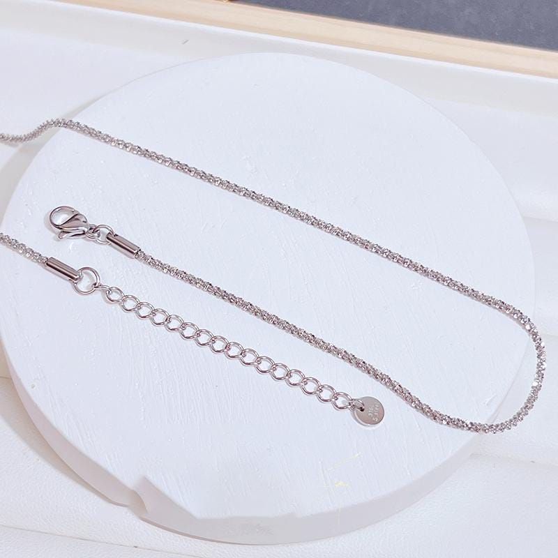 18K Sparkling Necklace, 316L Stainless Steel, Ready to Wear Necklace, 40+5cm/17.7 inch ZD007