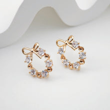 Load image into Gallery viewer, Oval Bow Pave CZ Earring Post, 18K Gold Plated, S925 Silver Pin Nickel Free Earrings, Hypoallergenic Earring Findings ZX213