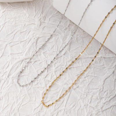18K Lip Chain Finished Necklace, 316L Stainless Steel, Ready to Wear, 40+5cm/17.7 inch ZD002