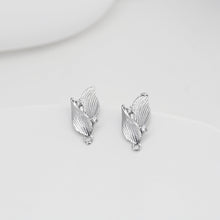 Cargar imagen en el visor de la galería, Poste para pendientes de hoja, pendiente de botón de latón chapado en oro auténtico de 18 quilates con aro, pavé de circonitas, pasador de plata S925, sin níquel, fornitura para pendientes D0435