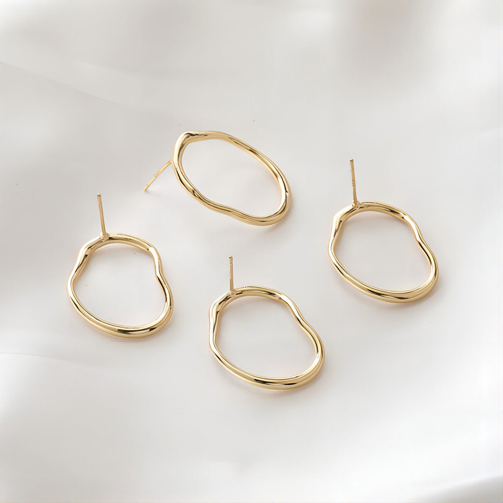 قرط أذن من الفضة الإسترليني عيار 925، دبوس أذن غير منتظم، خالٍ من النيكل، مشبك أذن ذهبي/فضي، قرط مضاد للحساسية JJ010