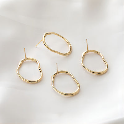 قرط أذن من الفضة الإسترليني عيار 925، دبوس أذن غير منتظم، خالٍ من النيكل، مشبك أذن ذهبي/فضي، قرط مضاد للحساسية JJ010