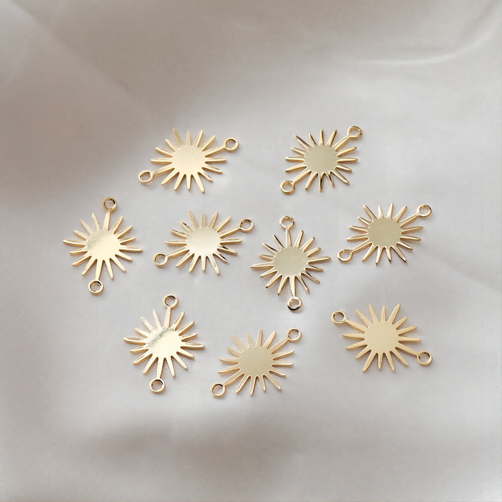 Sun Connector with loops, 14K Gold/Silver Plated Earring Making Findings, 18*14mm Jewelry Findings JH017-D0004