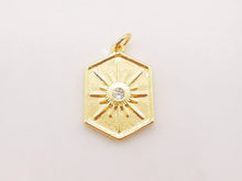 Cargar imagen en el visor de la galería, Dije de sol dorado, colgante de sol cúbico, chapado en oro brillante de 18 quilates con micro pavé de circonitas cúbicas, 22 x 15 mm, para hacer collares, accesorios de joyería S121