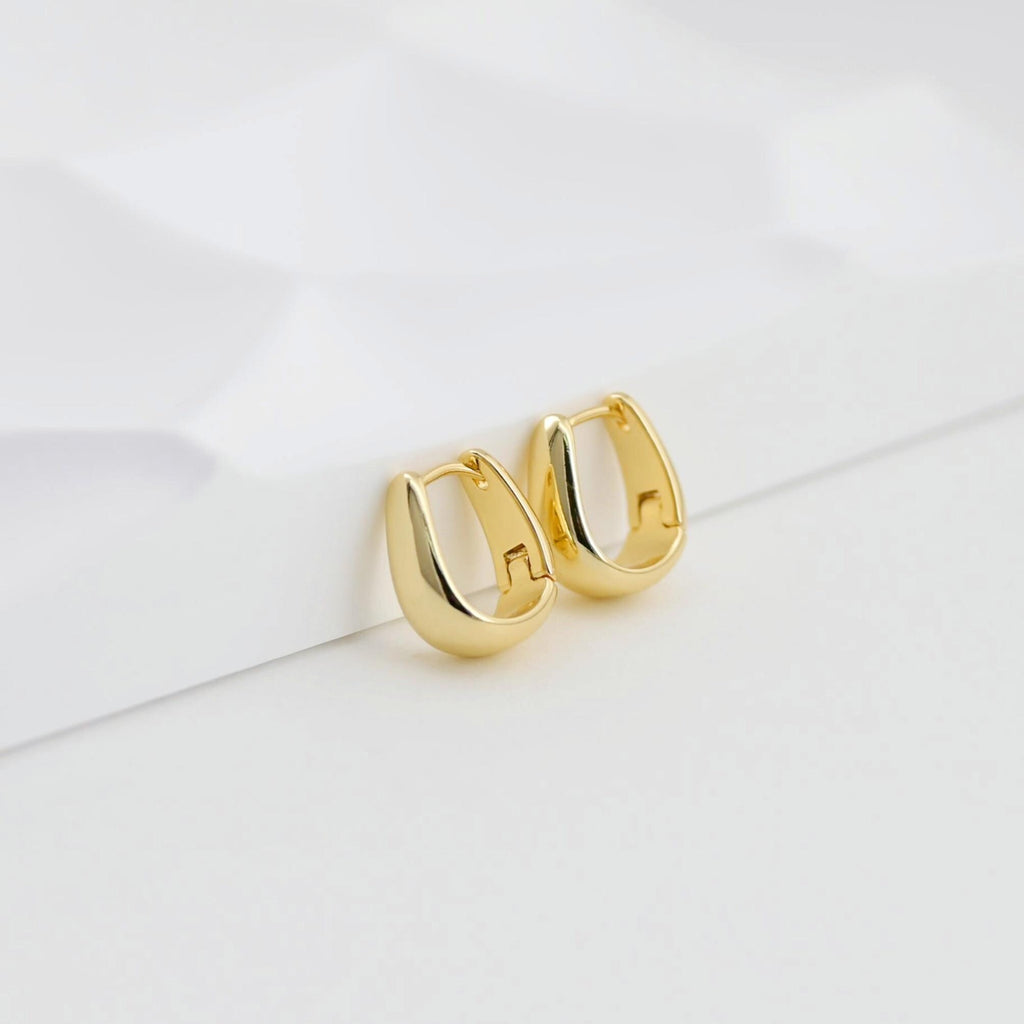 18K Gold Plated U Shape Hoop Earring, Huggie Hoops Earring Parts, Lever Back, 12.6*14.7mm, Hoop earring for Jewelry Making D0573