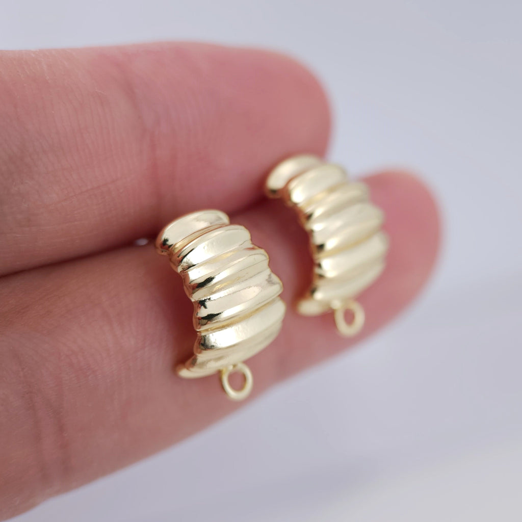 أقراط بعمود حلق منحني، عمود حلق ذهبي مع حلقة، دبوس فضة S925، مضاد للحساسية، نتائج القرط، لوازم صنع الأقراط يدويًا D0051