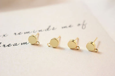 10pcs Gold  Round Earring Post With Loop, 6mm, S925 Silver Pin Nickel Free Earrings, Ear Stud Loop, Hypoallergenic Earring Findings ZX026