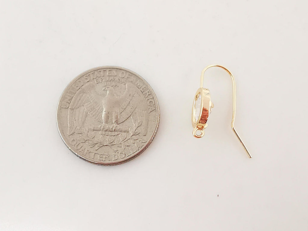 4pcs Oval Cubic Pave Earring Hooks With Loop, Nickel Free Earrings, Crystal Gemstone Stud, Hypoallergenic Earring Findings ZX054