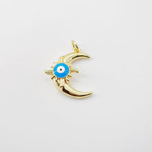 Load image into Gallery viewer, Cubic Crescent Moon Charm, 18K Gold Plated Moon Pendant, Micro CZ Pave OX Horn Charms, Jewelry Findings S20698