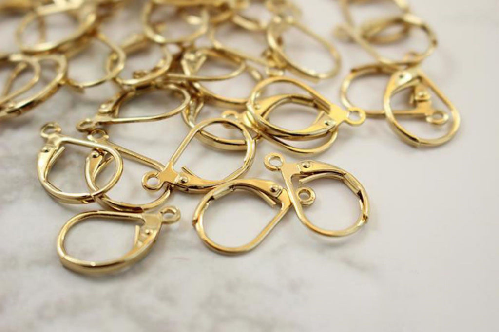 14K Gold Plated Drop Hoop Earring, Huggie Hoops Earring Parts, Spring Ear Hoops, 16mm*10mm, hoop earrings ZZ007-ZX7012
