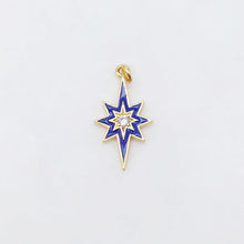 Load image into Gallery viewer, Multicolor Enamel Star Charm, 18K Gold Plated Star Pendant, 21mm, Necklace Bracelet Making Pendant S20495
