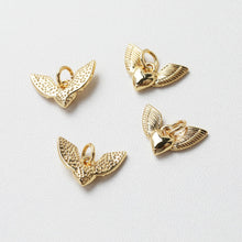 Load image into Gallery viewer, Gold Wings of Love Pendant, 14K Gold Wing Charm, Heart Charm for Necklace Making, Jewelry Findings GT032