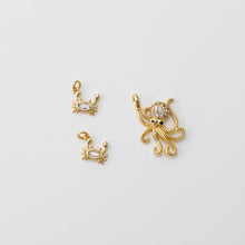 Load image into Gallery viewer, Octopus Charms, Crab Charms, 18K Gold Plated Cubic Micro CZ Pave Charms, Octopus Pendant for Necklace Jewelry Findings
