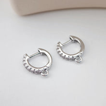 تحميل الصورة إلى عارض المعرض، أقراط دائرية مرصعة بالزركونيوم المكعب، أقراط دائرية مطلية بالذهب مع حلقة، نتائج أقراط دائرية من صنعك، لوازم أقراط يدوية الصنع D0106