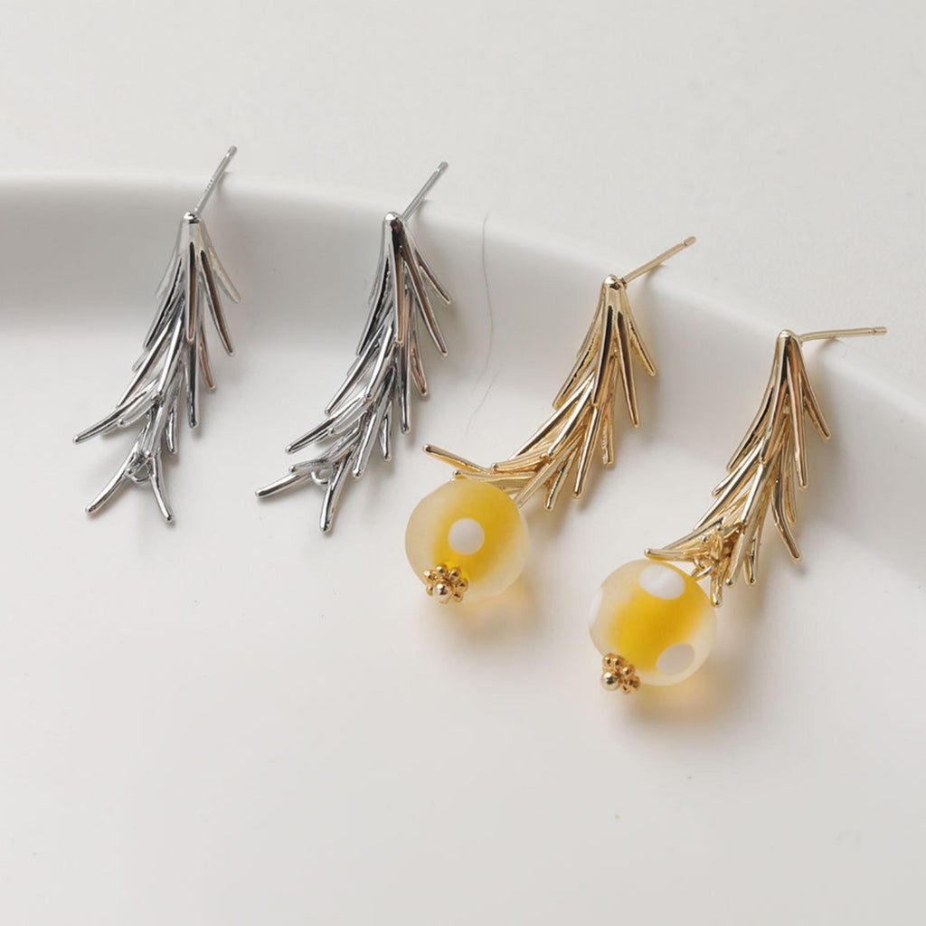 Tassel Stud Post Earrings with Loop, 14K Gold Plated/Silver Post, Tassel Earring Findings GZ772