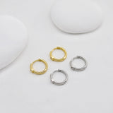 Square Cubic Zirconia Ear Hoops, Round Hoops, 14.6mm, 18K Gold Plated Leverback Earrings, Huggie Hoops Earring D0521