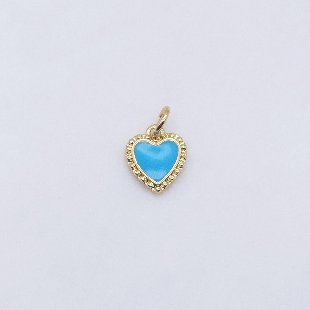 Enamel Heart Charm, 18K Gold Plated Heart Pendant, 10mm, Necklace Bracelet Making Pendant S20596
