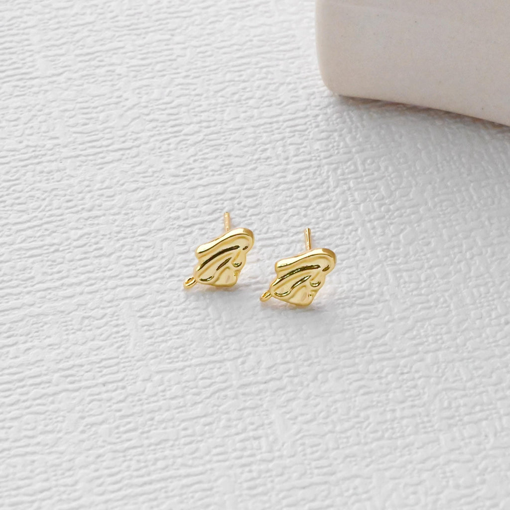 Pendientes de poste plisado irregular con aro, chapados en oro de 18 quilates, con pasador de plata S925 sin níquel, con fornitura hipoalergénica D0493