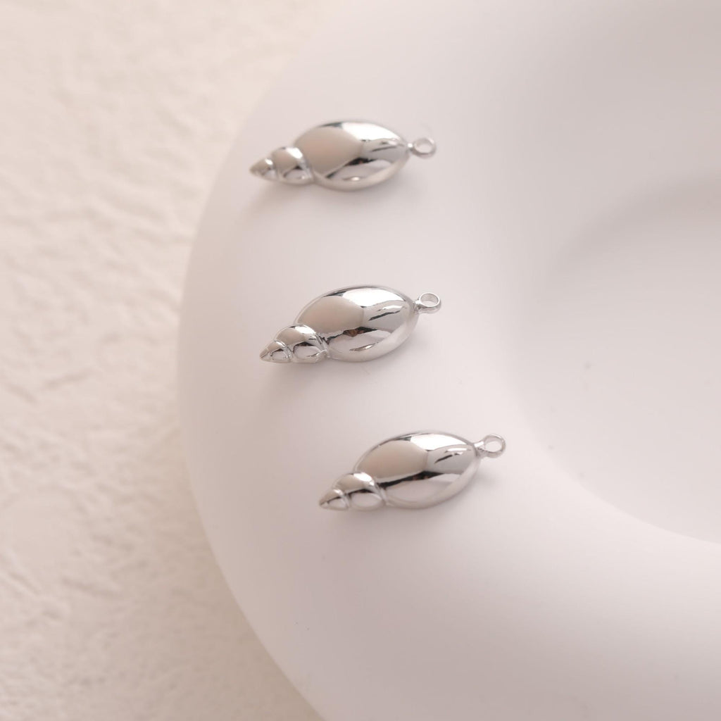 Conch-shaped Earrings Post With Loop, 18K Gold Plated, Nickel Free, Ear Stud Hypoallergenic Earring Findings GZ780