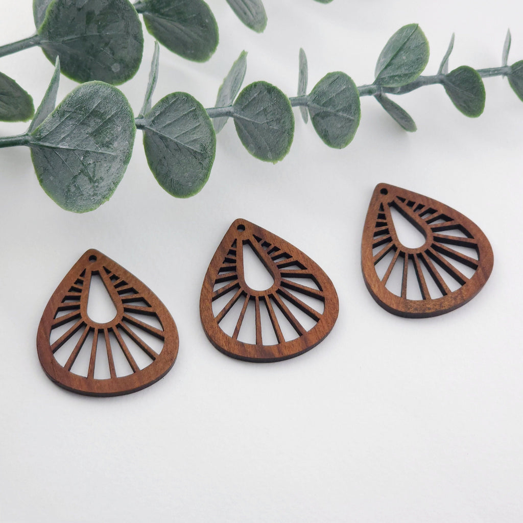 Teardrop Wood Charms, Drop Wooden Pendant, Reclaimed Walnut Wood, Geometric Statement Wood Earrings Diy Ideas JT976
