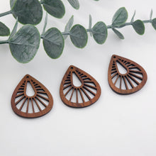 Load image into Gallery viewer, Teardrop Wood Charms, Drop Wooden Pendant, Reclaimed Walnut Wood, Geometric Statement Wood Earrings Diy Ideas JT976