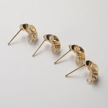 تحميل الصورة إلى عارض المعرض، أقراط على شكل شريط مع حلقة، ذهب عيار 14 قيراط، فضة S925، أقراط خالية من النيكل، أقراط أذن مضادة للحساسية، GZ758