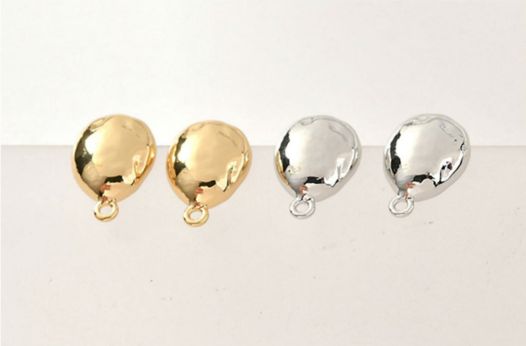 Irregular Stone Ear Post With Loop, S925 Silver Ear Pin Nickel Free, Gold/Silver Ear Stud, Hypoallergenic Earring Findings YL008-ZX7010