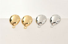 Load image into Gallery viewer, Irregular Stone Ear Post With Loop, S925 Silver Ear Pin Nickel Free, Gold/Silver Ear Stud, Hypoallergenic Earring Findings YL008-ZX7010