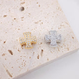 5pcs Cubic Cross Spacer Beads, 18K Gold Plated Micro CZ Pave Charm Bead,  12mm, Bracelet Necklace Making Pendant, Jewelry Finding S201