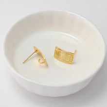 Load image into Gallery viewer, Rectangular Brushed Earrings Post With Loop, 18K Gold Plated, Nickel Free, S925 Silver Pin, Ear Stud Hypoallergenic Earring Findings D0455