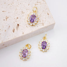 Load image into Gallery viewer, Oval Crystal Pave Charm, Pave CZ Pendant, Dainty Charms for Necklace Bracelet Making, Jewelry Findings S20360