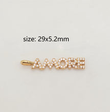 Load image into Gallery viewer, Words Pave Charm, Dear/OMG/Angel/Boss/Amore/Kiss/Lucky/Love, 18K Gold Plated, Necklace Making, CZ Pave Pendant, Jewelry Supplies S20345