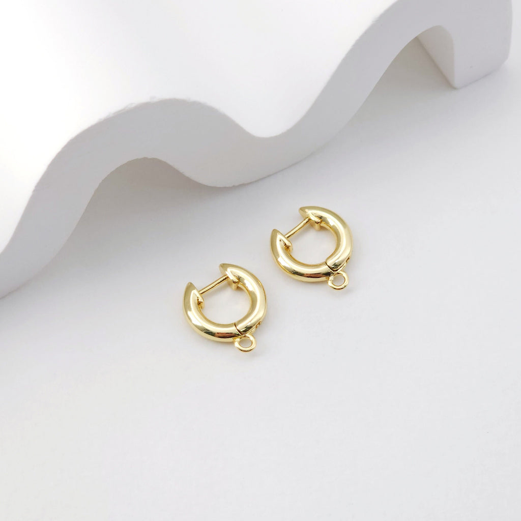 Huggie Hoops Earring Hoop, 18K Gold Plated Leverback Ear Hoops, Gold Earring Making Findings for Jewelry Making D0206