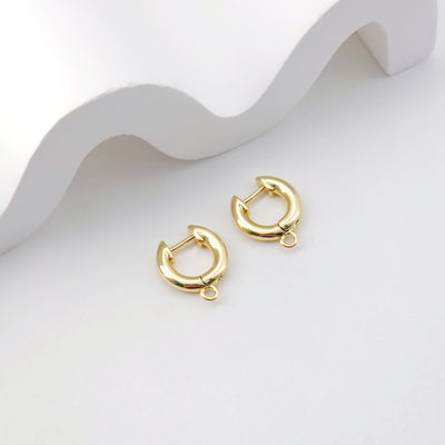 Huggie Hoops Earring Hoop, 18K Gold Plated Leverback Ear Hoops, Gold Earring Making Findings for Jewelry Making D0206