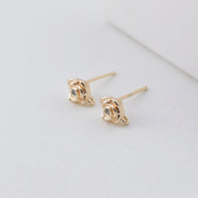 Load image into Gallery viewer, Rose Flower Earring Post, 18K Real Gold Plated Brass Stud Earring With Loop, Nickel Free, Earring Finding ZX331