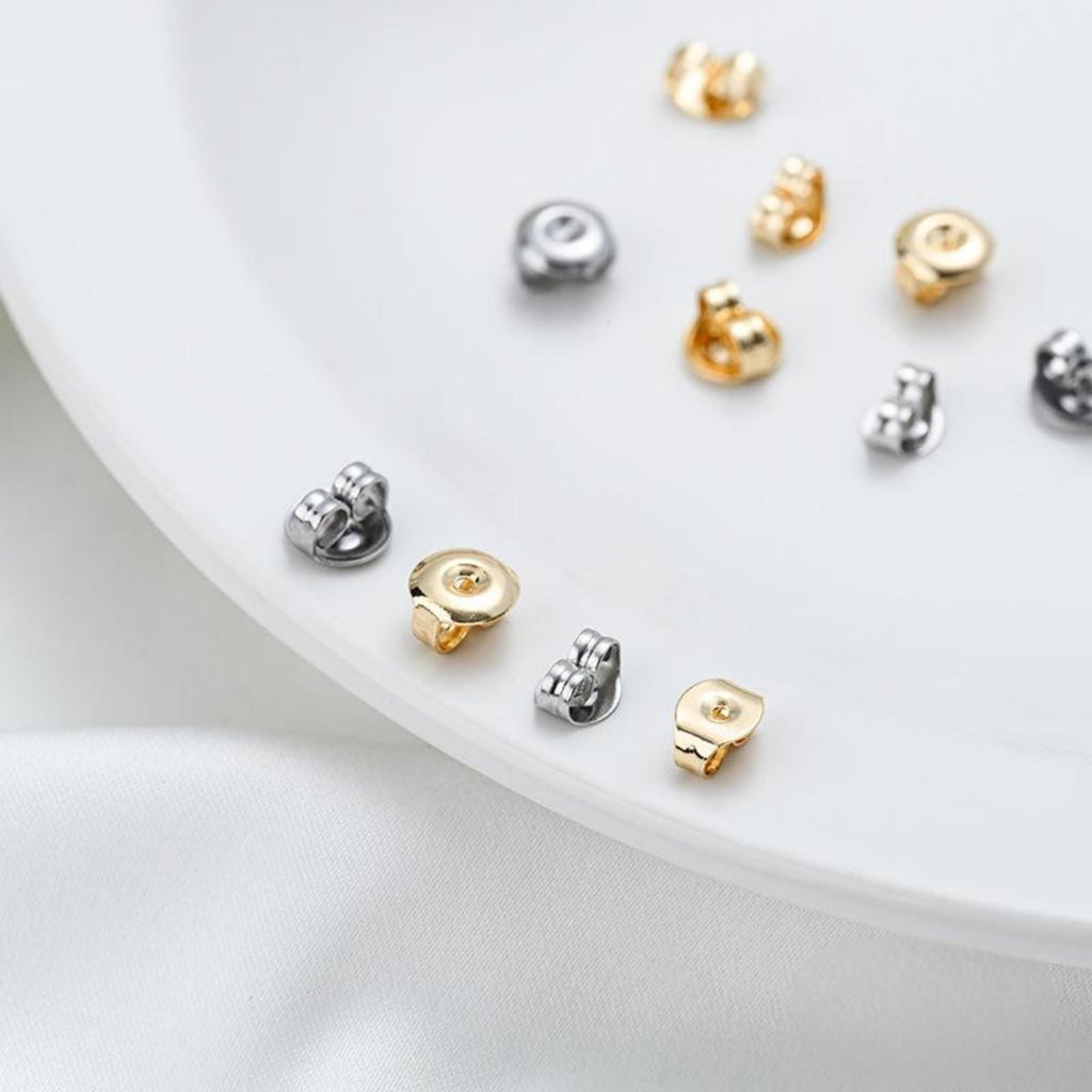 Stainless Steel Ear Nuts, 18k Real Gold Plated, Hypoallergenic Earring Backs for Studs , Earring Backs for Jewelry making Findings YY100