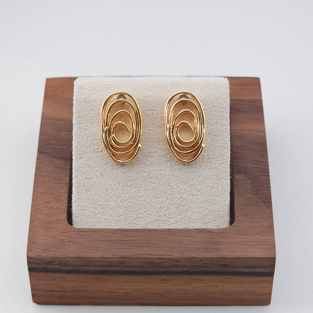 Gold Oval Earring Post, 18K Gold Nickel Free Earrings, S925 Silver Ear Pins, 17.3*10mm, Oval Shape Ear Stud with Loop ZX199