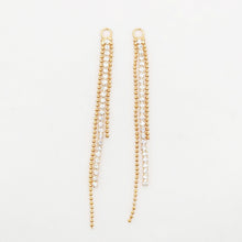 Load image into Gallery viewer, 10pcs Gold Beads Chain Tassel Pendant, Rhinestone Chain Charm, Cubic Zirconia, 18K Gold Plated Earring Chain Pendant, Earring Findings ZX088