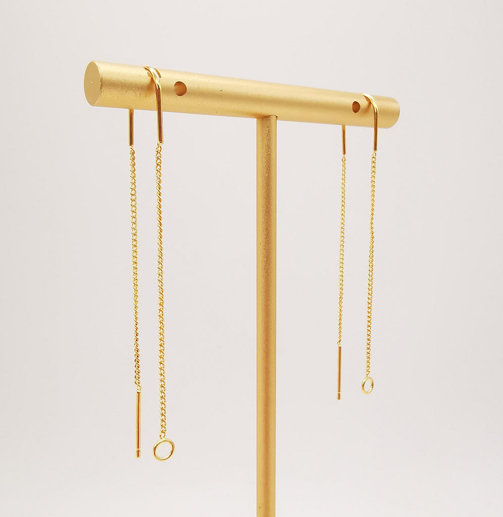 10 Pairs- 14K Gold Plated Ear Threader, 60mm Threader Earrings, 0.6x0.8mm Flat Chain Wire, Chain Earrings, Z088
