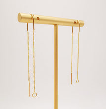 Load image into Gallery viewer, 10 Pairs- 14K Gold Plated Ear Threader, 60mm Threader Earrings, 0.6x0.8mm Flat Chain Wire, Chain Earrings, Z088