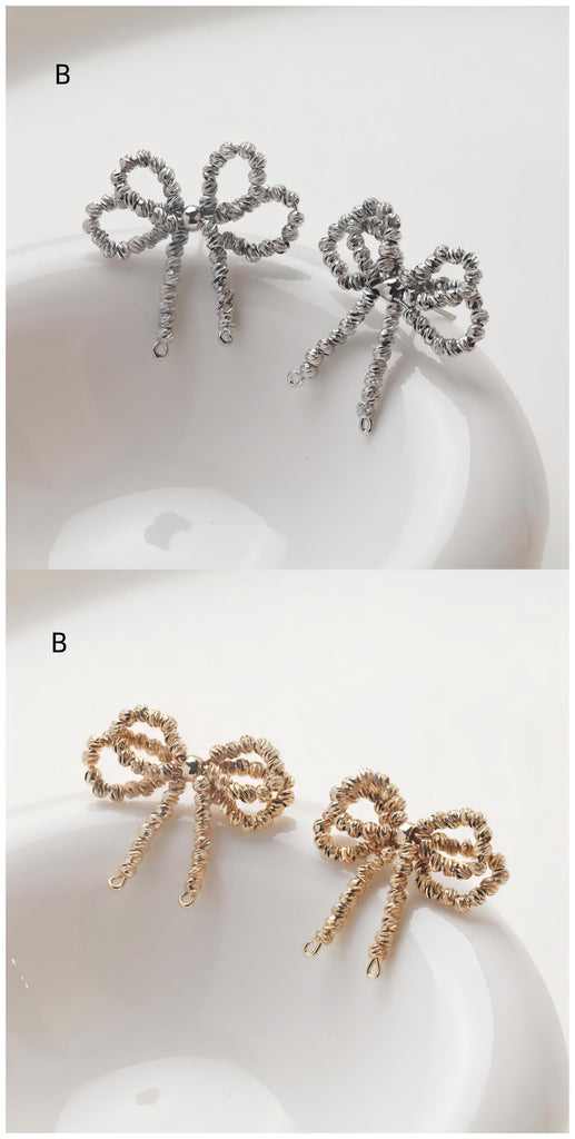 Bow Earrings Collection, Bow Tie Earring Post with Loop, 14K Gold/Silve Plated, S925 Silver Pin Nickel Free Earrings GZ724